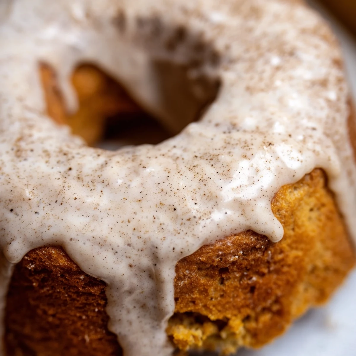 Soft moist banana bread donuts fresh from the oven with light glaze