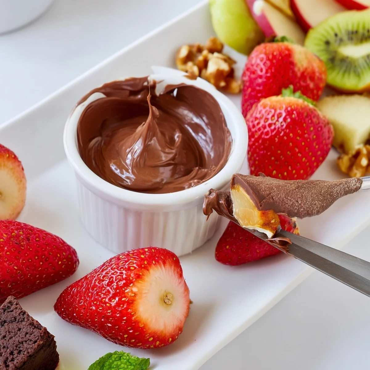 Dessert Charcuterie Board piled with juicy strawberries, macarons, and chocolate