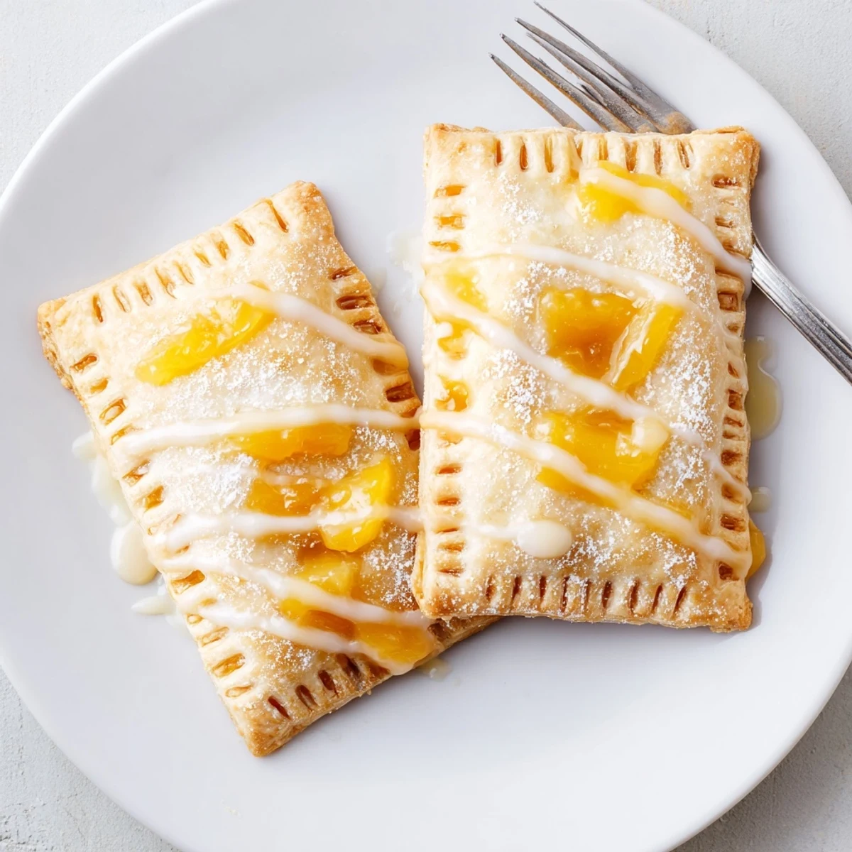 Buttery Peach Pop Tarts Classic on a rack, warm glaze shining