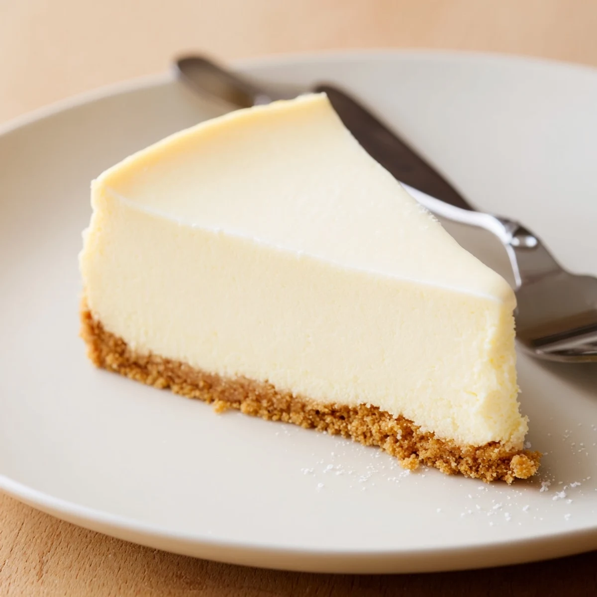 Classic Cheesecake with buttery graham crust, creamy interior and berry garnish
