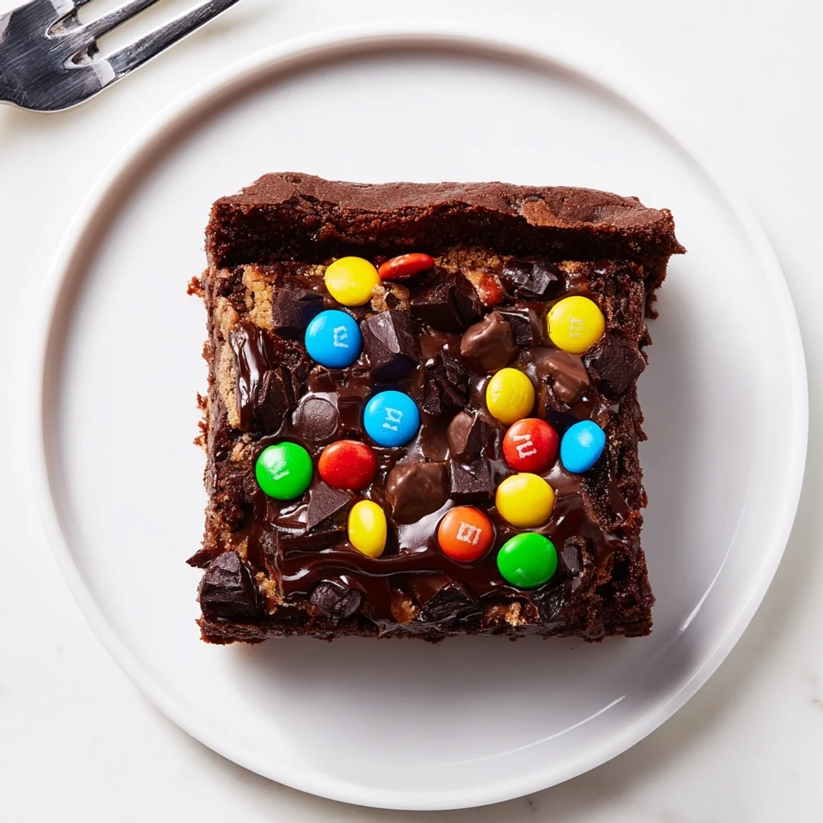 Gourmet Cosmic Brownies Bars topped with glossy ganache and rainbow candy crunch