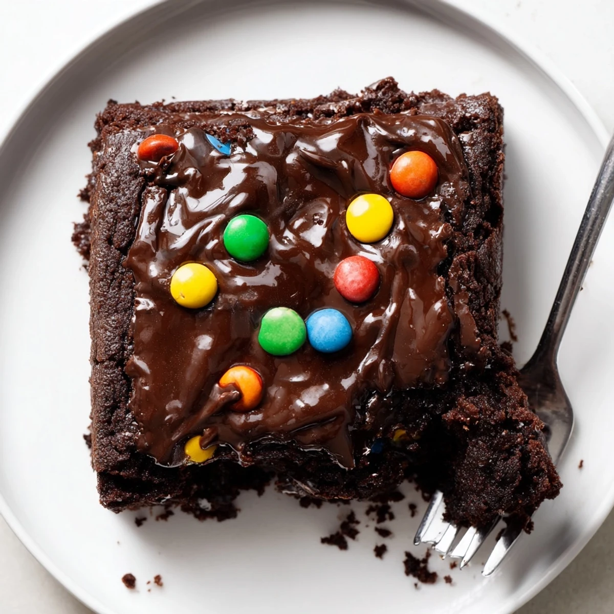 Chilled Gourmet Cosmic Brownies Bars sliced into squares, served with cold milk