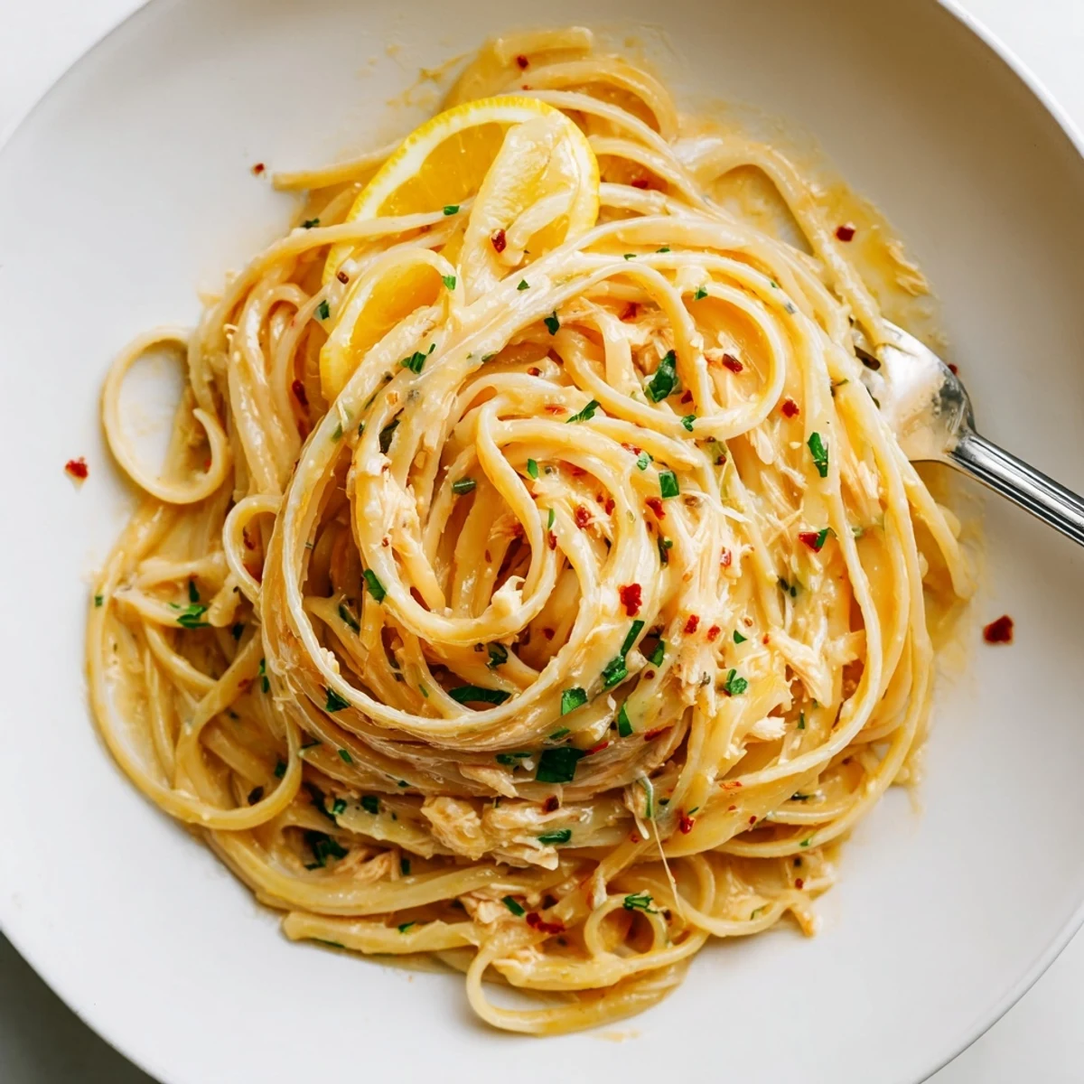 Cowboy Butter Pasta Recipe shimmering in buttery sauce, served with lemon wedges.