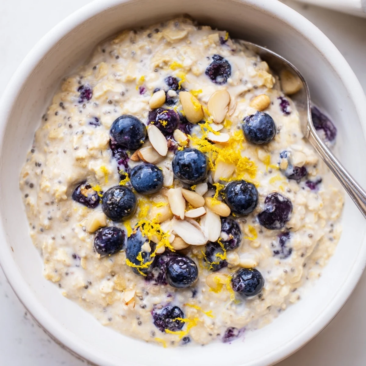 Make ahead Blueberry Lemon Overnight Oats served in jars, creamy and refreshing