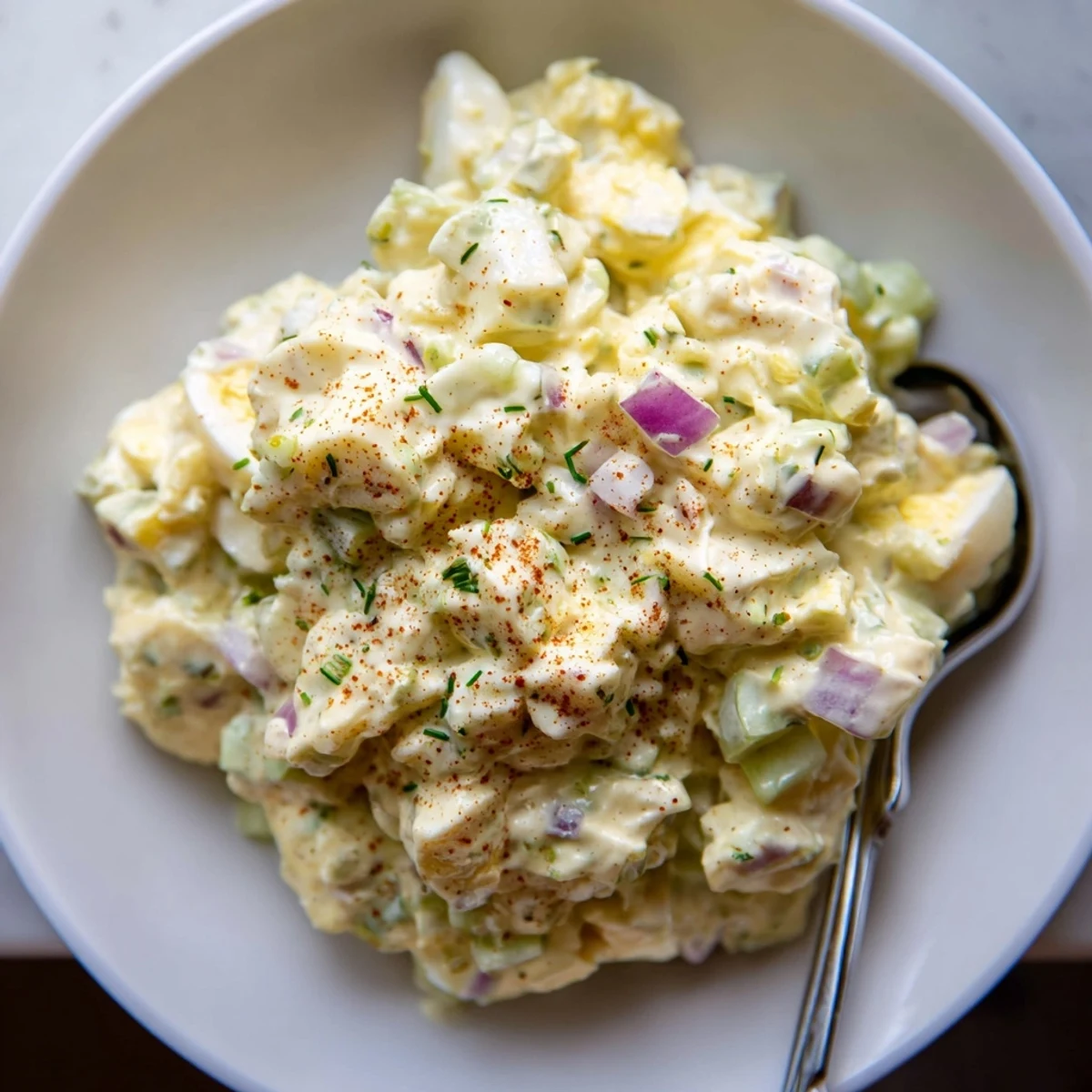 Tangy Classic Egg Salad Recipe with Dijon and lemon, perfect for lettuce cups