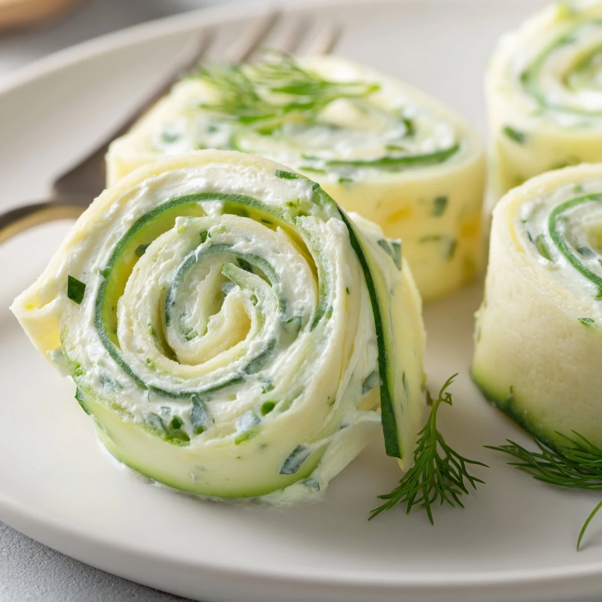 Cucumber And Dill Pinwheels arranged on a platter, chilled, herb-scented bites.