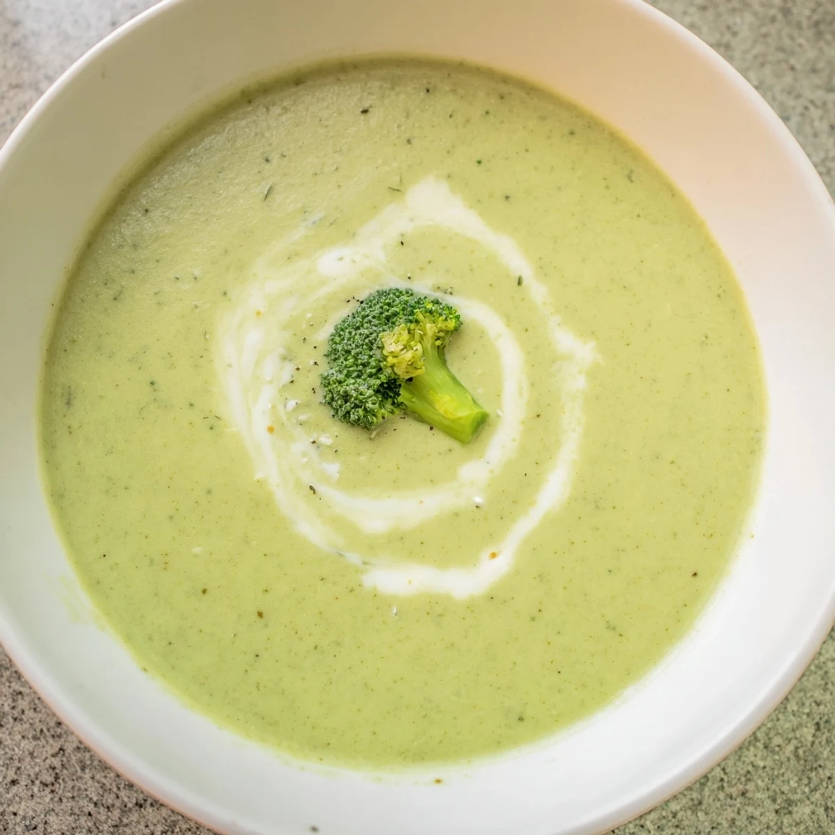 Creamy Broccoli Soup bright green, nutmeg aroma and silky texture