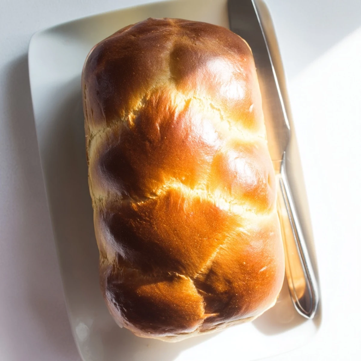Soft pillowy milk brioche bread sliced revealing tender white interior perfect for French toast