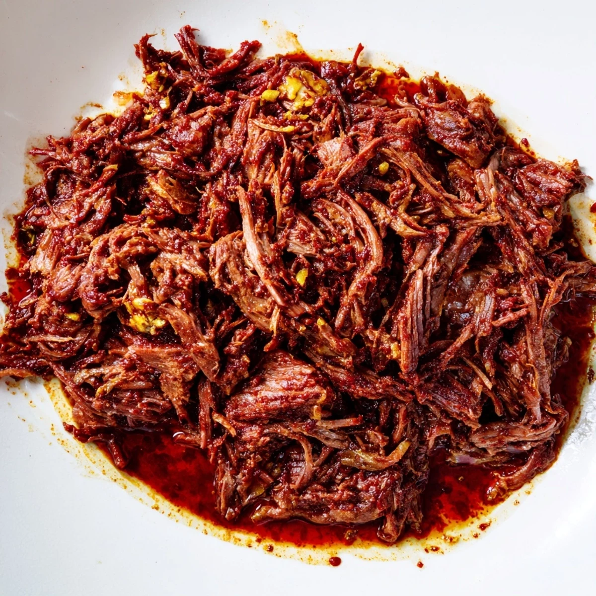 Spicy Mexican-style slow cooker beef barbacoa filling corn tortillas with fresh cilantro and diced onion