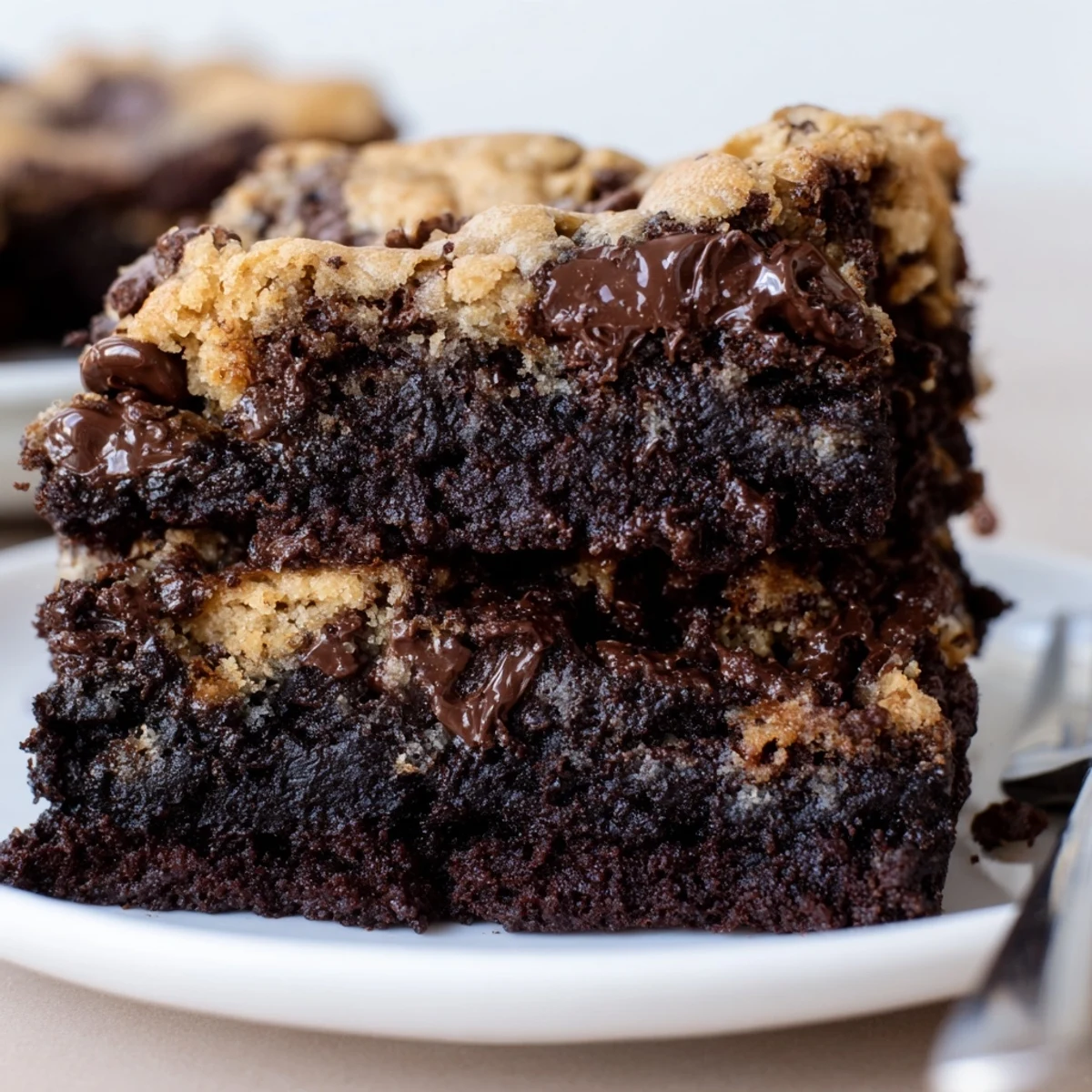 Fudgy Chewy Brookies Recipe: warm chocolate aroma, gooey centers, golden cookie tops.