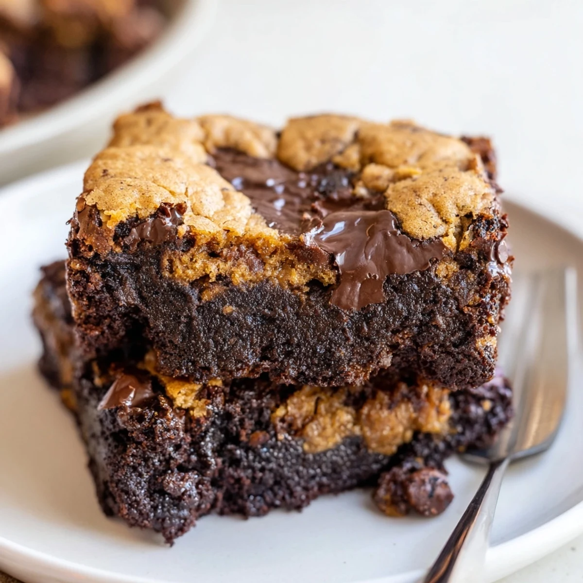 Serve Fudgy Chewy Brookies Recipe warm with vanilla ice cream and melty chocolate.