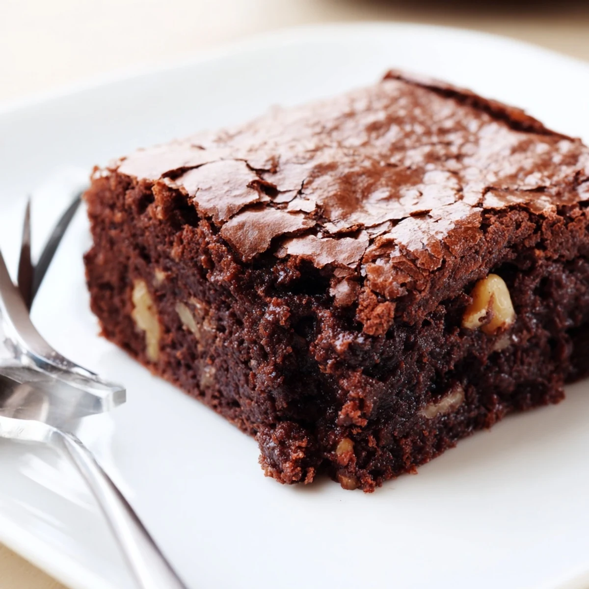 Warm chocolate brownie squares topped with vanilla ice cream and gooey drizzle