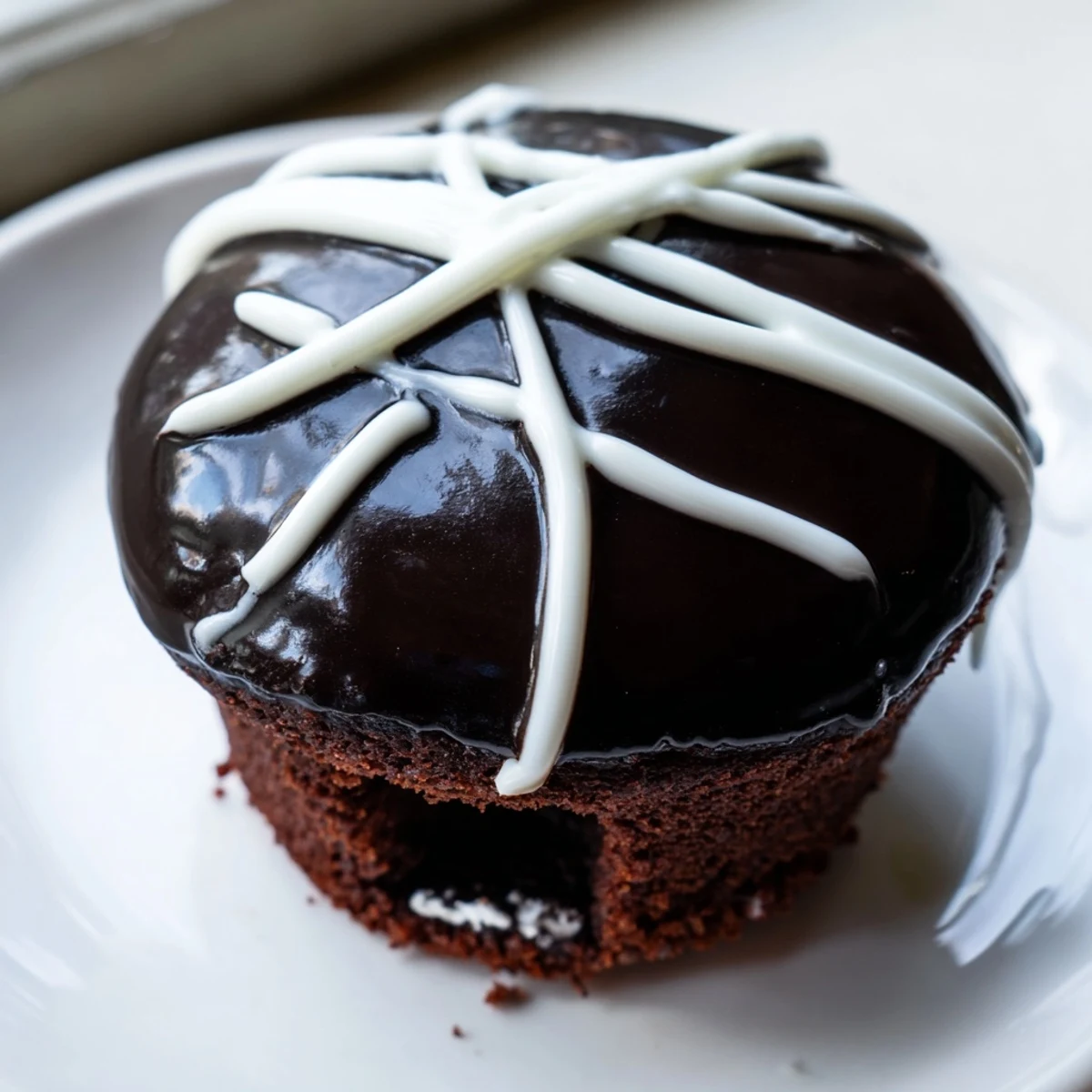 Homemade Hostess Cupcakes with glossy chocolate ganache and pillowy marshmallow filling