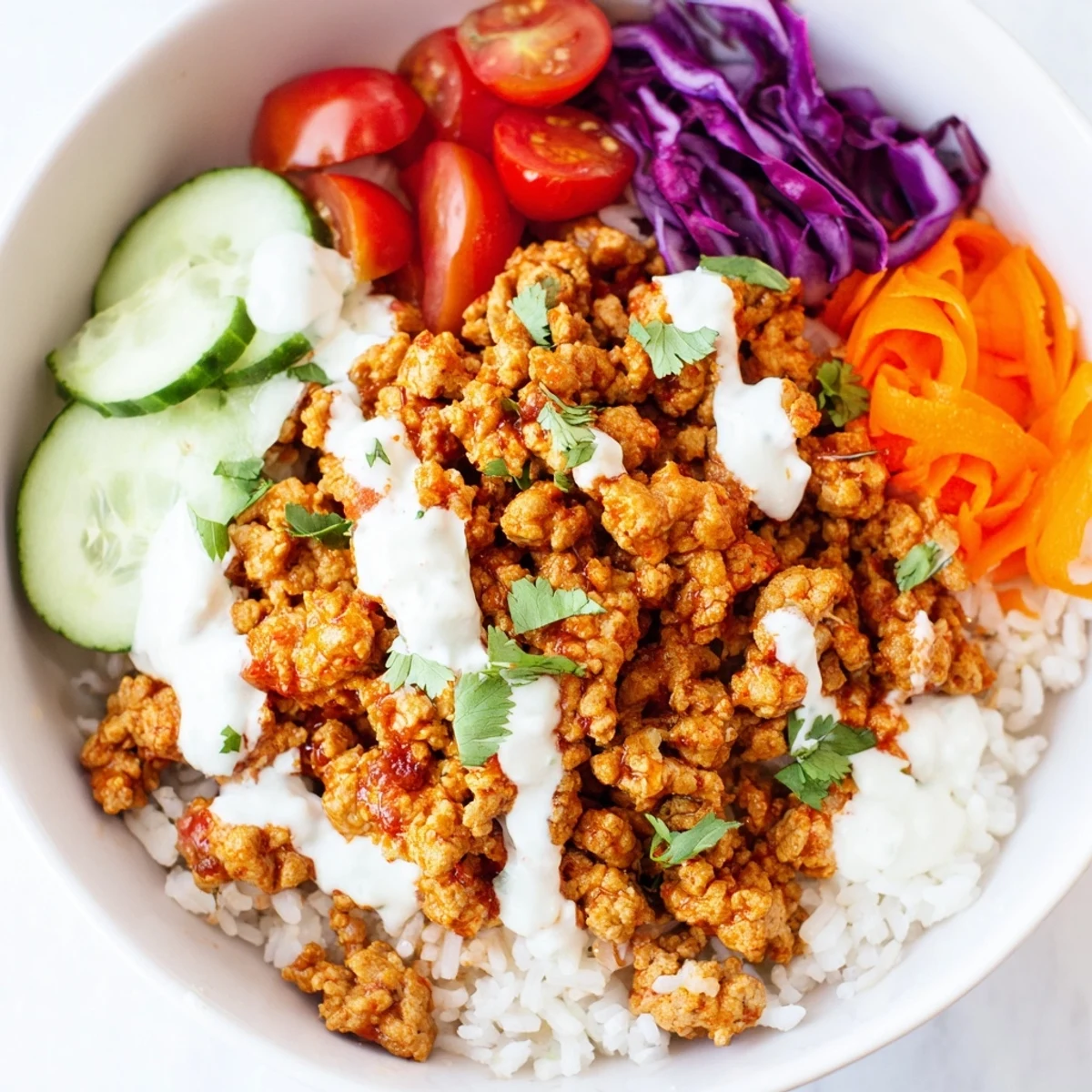 Aromatic Spiced Turkey Rice Bowls featuring seasoned ground turkey over fluffy jasmine rice