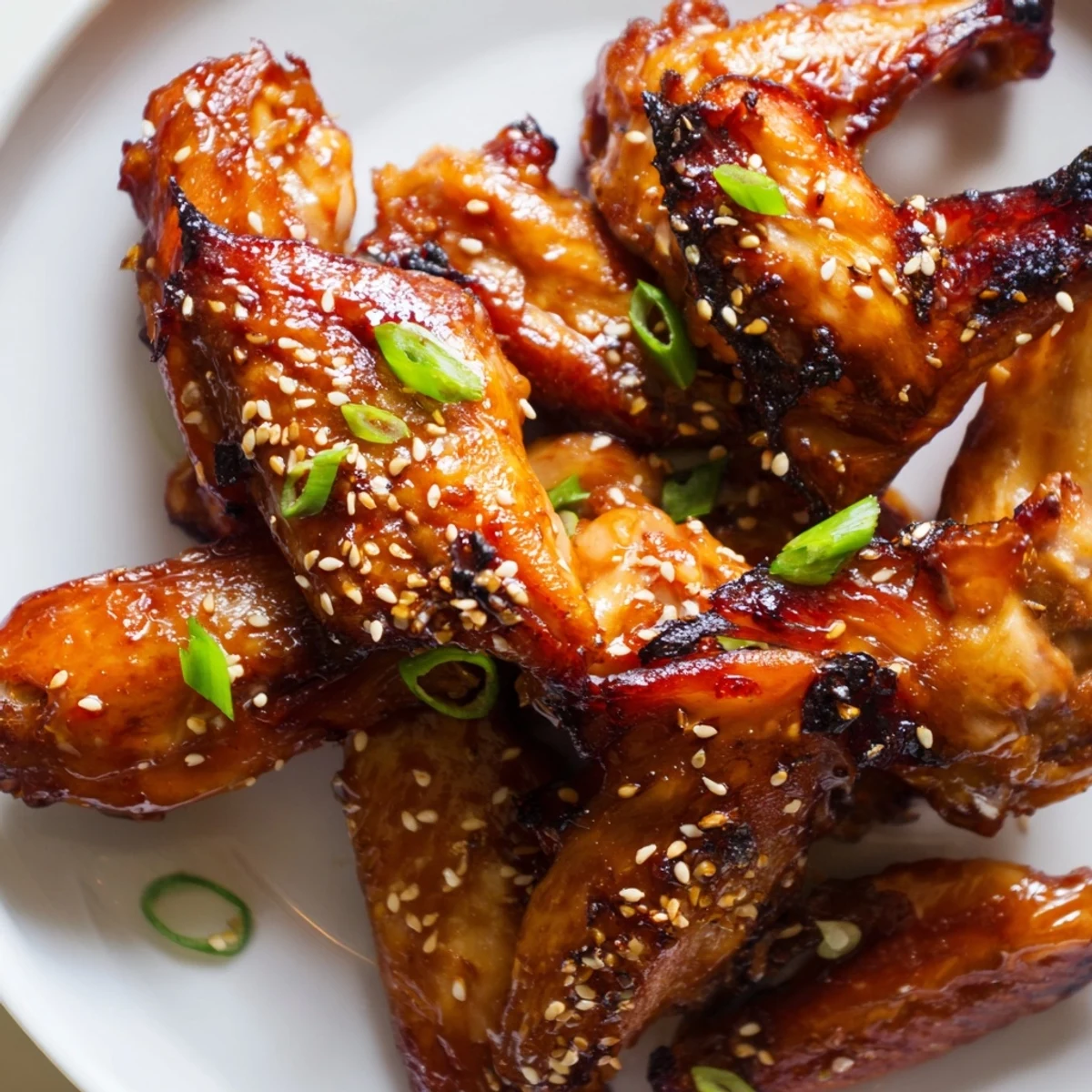 Crispy baked miso honey marinated chicken wings drizzled with sticky sweet glaze