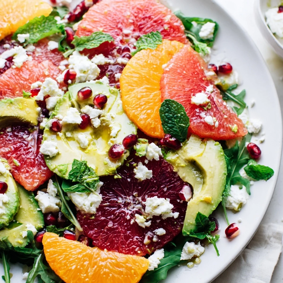 Juicy orange and grapefruit slices topped with avocado and feta in this citrus salad
