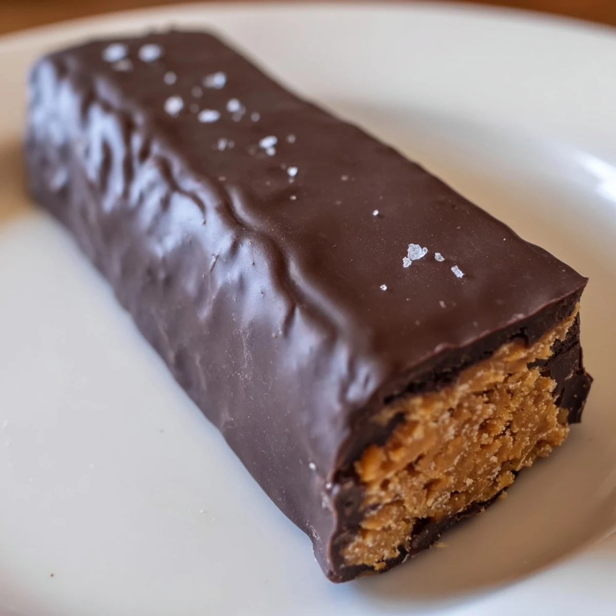 Crunchy Healthy Homemade Butterfingers cut into golden squares drizzled with melted chocolate coating