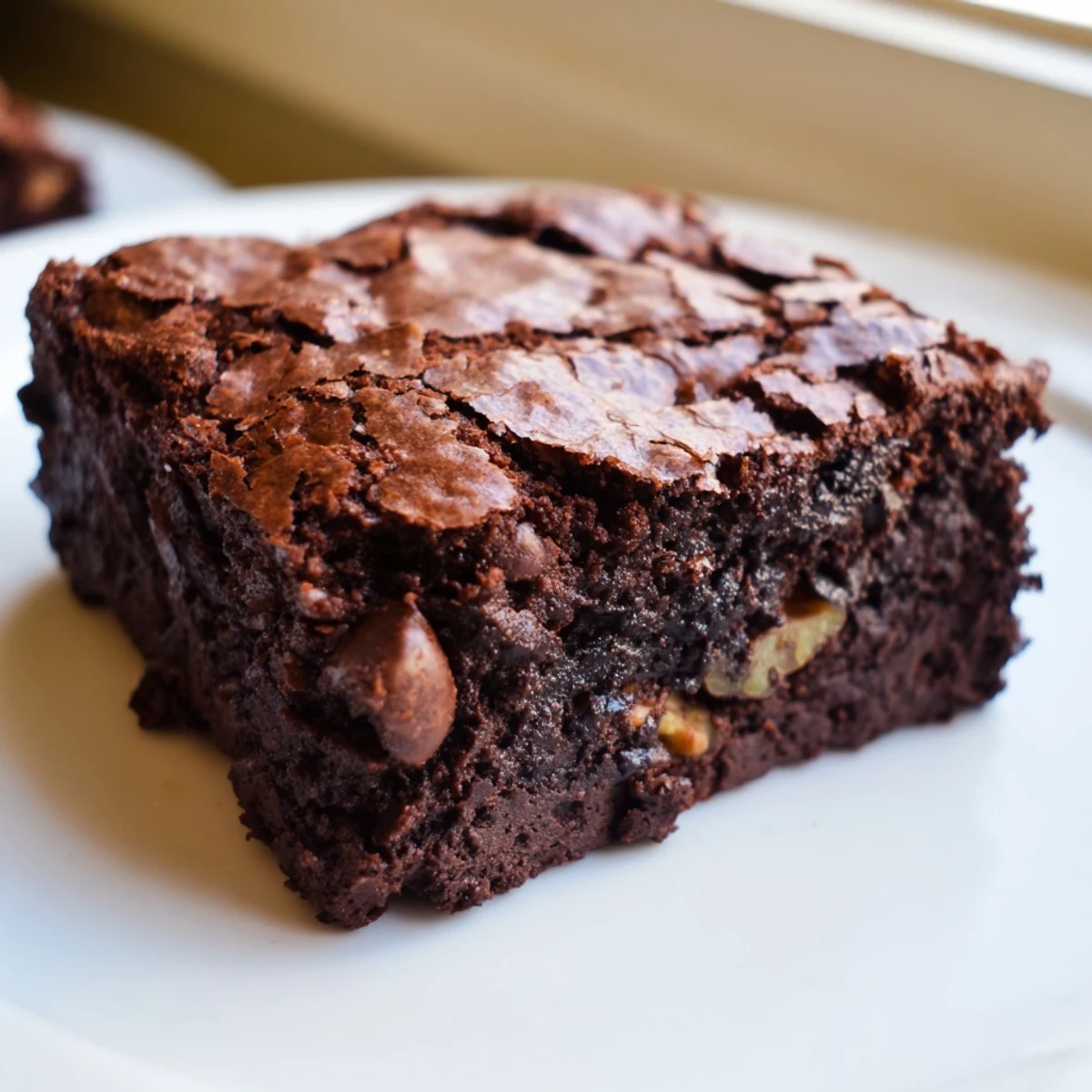 Rich fudgy ultimate brownies with a shiny crackly top cut into squares