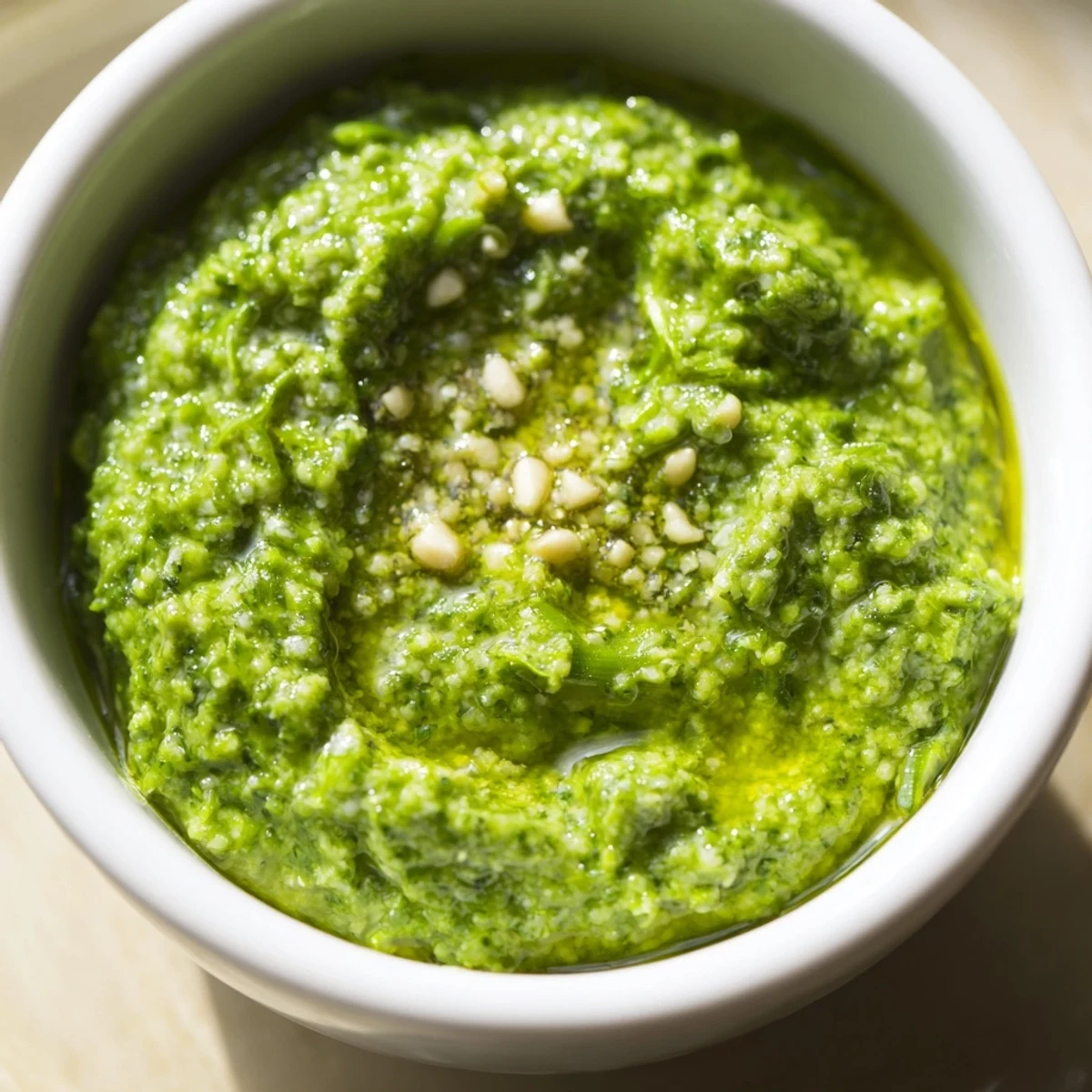 Aromatic homemade garlic scape pesto drizzled over roasted vegetables for a flavorful dish