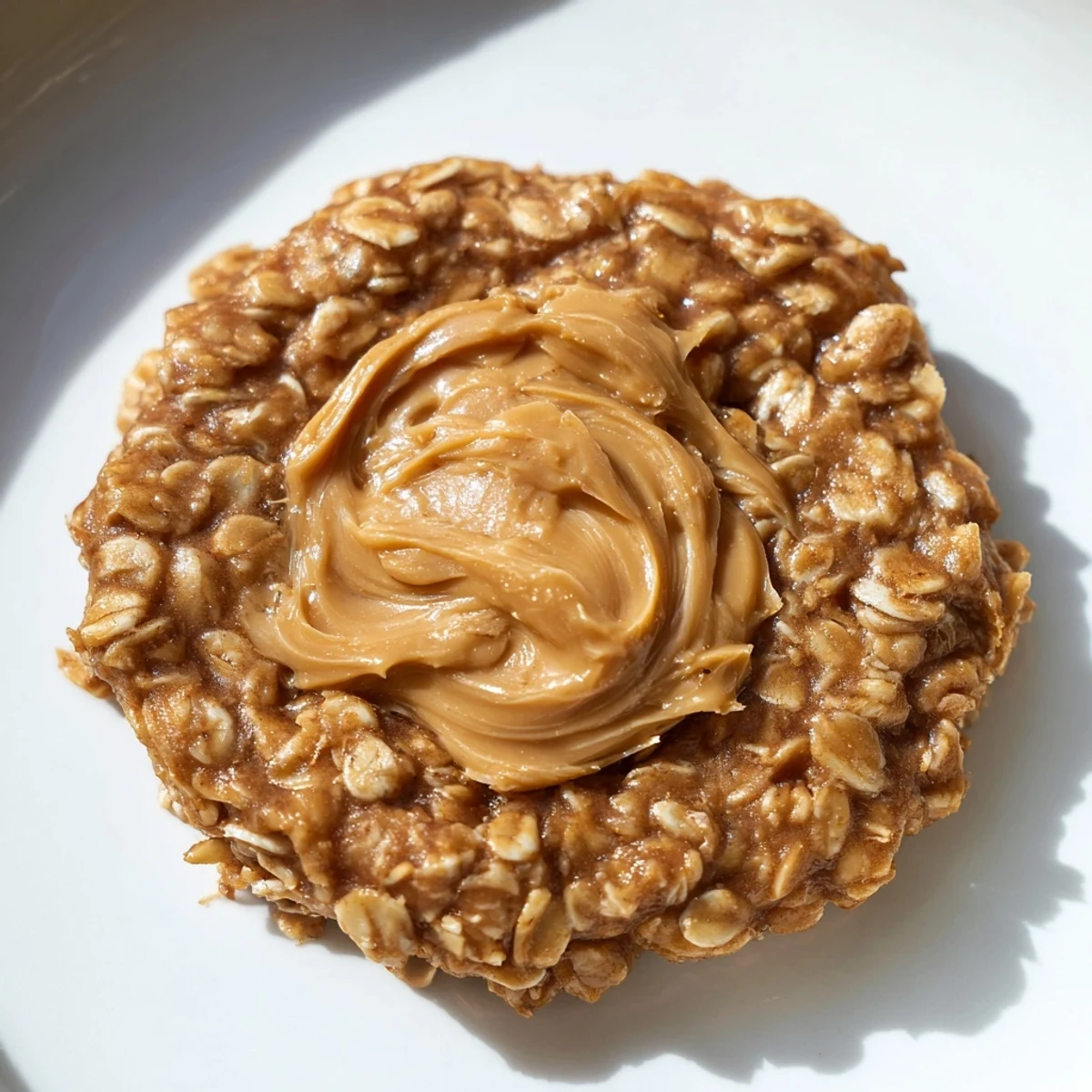 Golden Peanut Butter No Bake Cookies drizzled with extra peanut butter for sweetness.