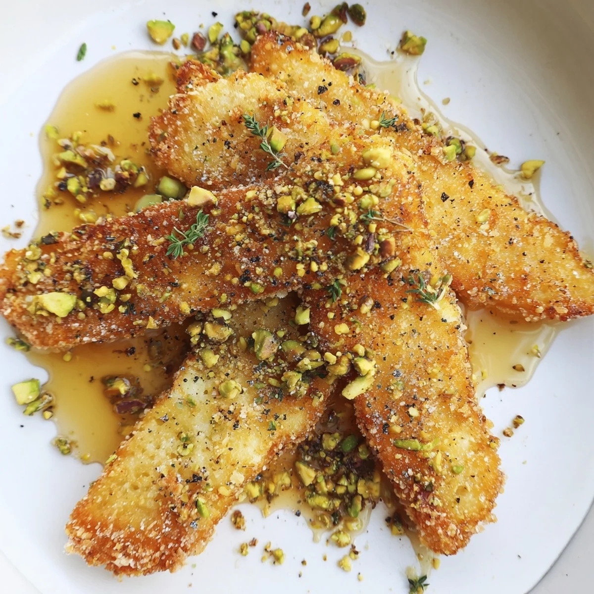 Golden Honey Halloumi drizzled with sweet honey and crunchy toasted pistachios.  