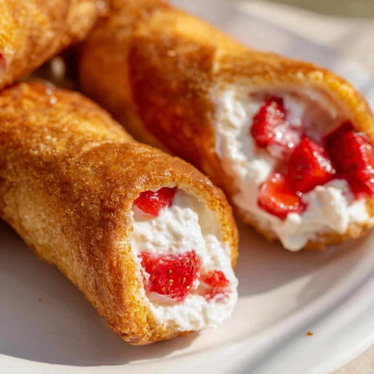 Soft bread rolls filled with creamy strawberry and cheese mix pan-fried until crisp  