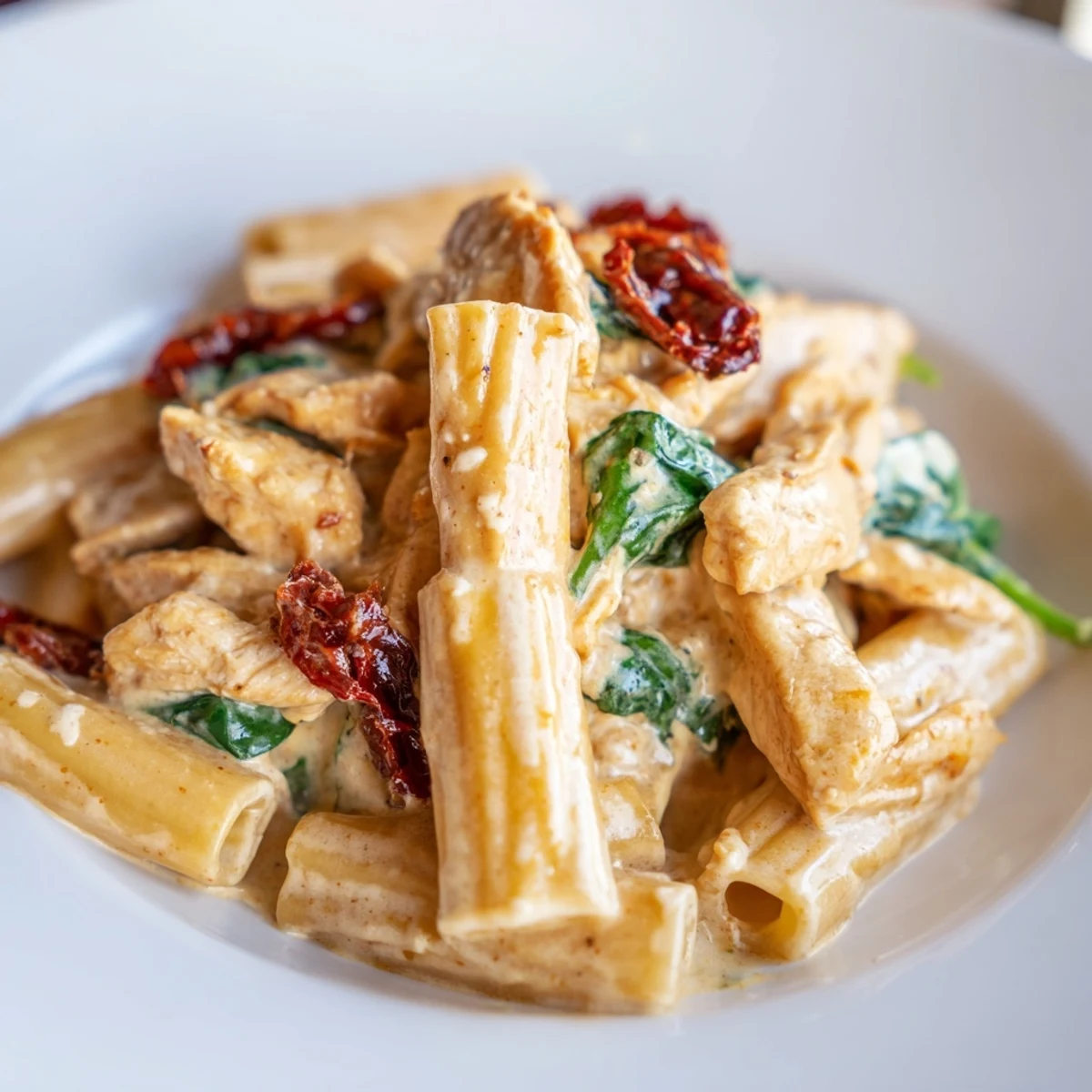 Golden chicken strips served over penne in a rich, creamy one-pan Tuscan sauce  