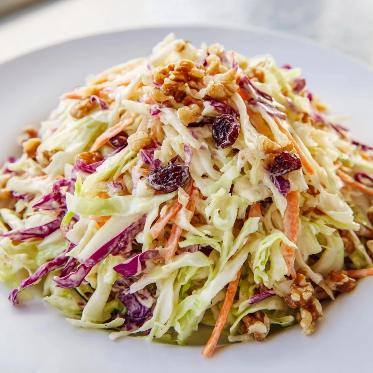Creamy Cranberry Apple Coleslaw with crisp cabbage, sweet apples, and fresh green onions.  