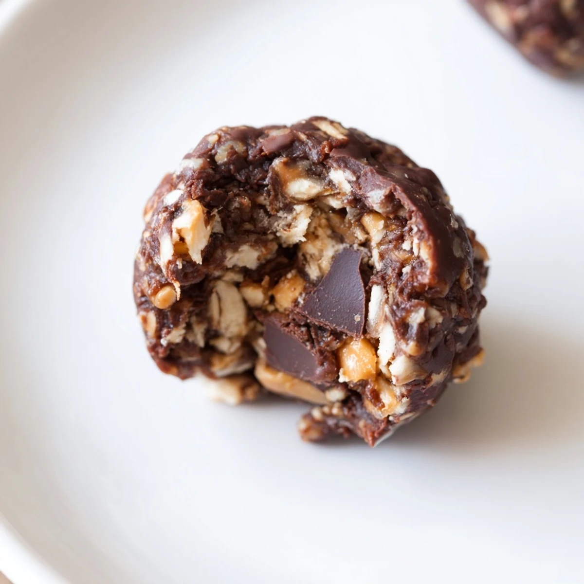 Wholesome Snickers energy balls featuring dates, oats, and roasted peanuts for snacking.